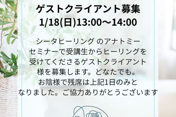 シータヒーリング　無料ヒーリング ゲストクライアント募集